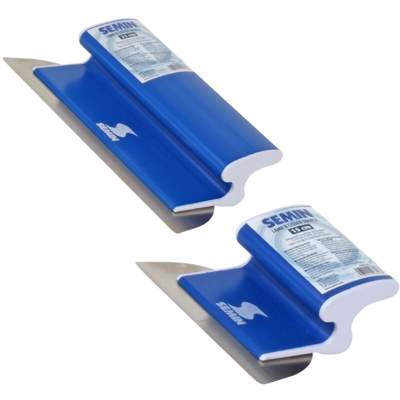Lame pour enduire et lisser ce 78 Semin 15 cm et une lame pour enduire et lisser Semin 25 cm