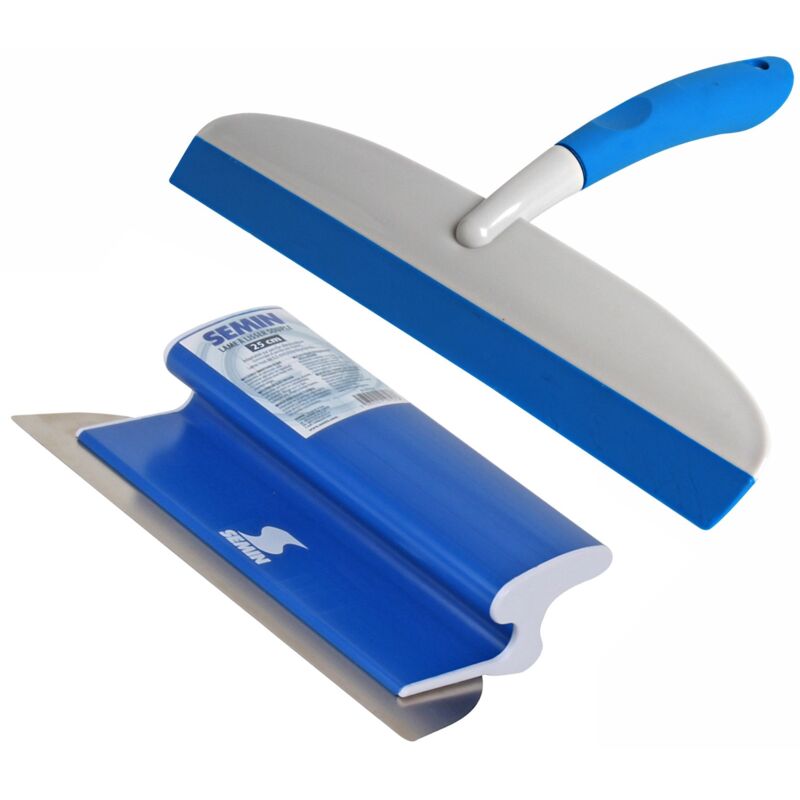 Lame pour enduire et lisser ce 78 Semin 25 cm et une raclette à lisser Semin 30 cm