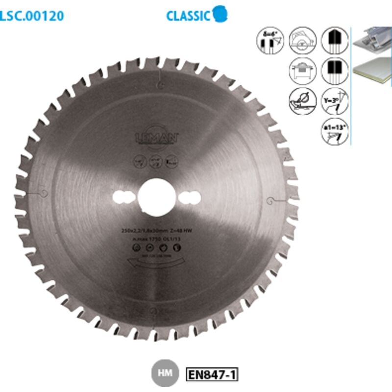 Leman - Lame carbure 305 mm 80 dents Dry Cutter coupe metaux al : 25,4 mm