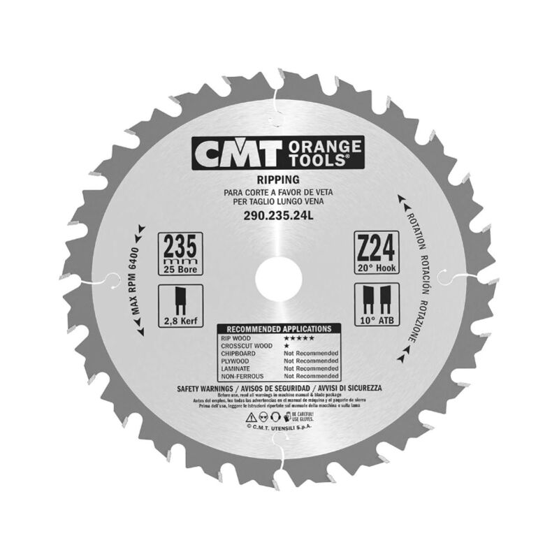 CMT - Lame carbure 235 z=24 ep.2,8 anti-recul - Alésage 25mm