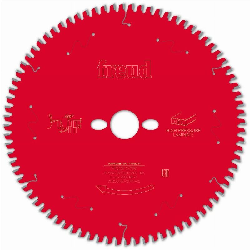 Lame pour scie circulaire portative Freud 250 2,8/1,8 AL30 Z80 tp -3° - F03FS09873 -FR23H001M