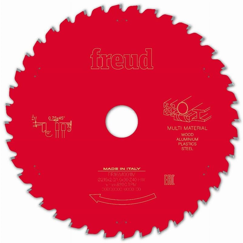 Freud - Lame pour scie circulaire portative Ø216 2/1,6 AL30 Z40 tpb 0° - F03FS09887 -FR16M001M