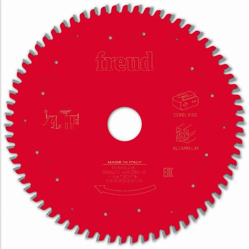 Lame pour scie circulaire portative sans fil Freud 216 2/1,4 AL30 Z66 tp 0&deg; - F03FS10089 -FR16A002MC