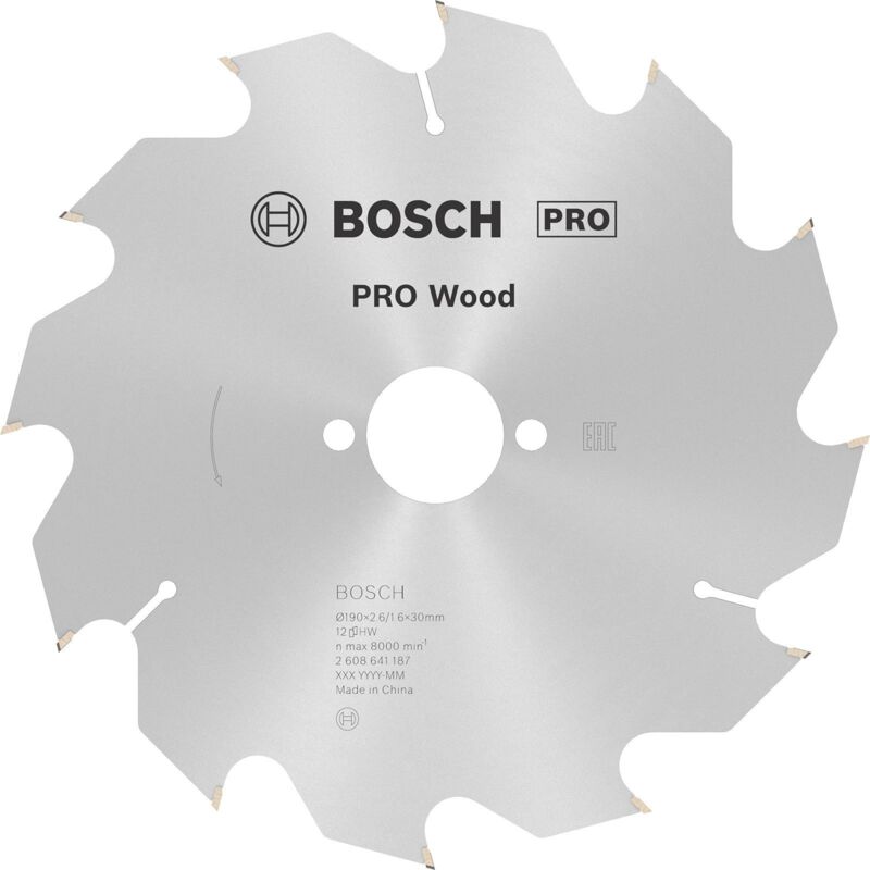 Lame de scie circulaire Bosch PRO Wood 190 x 2,6 x 30 mm - 2608641187