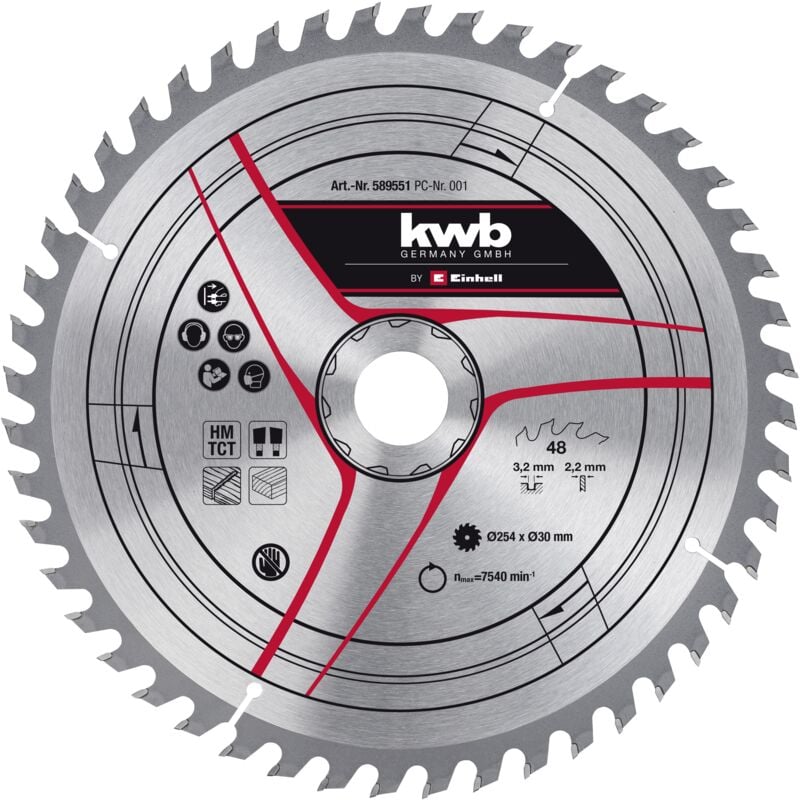 KWB - by Einhell Lame de scie aux carbures de tungstène (ø 254 x 30 mm, 42 dents, pour scie circulaire sur table & scies à onglet radiales)