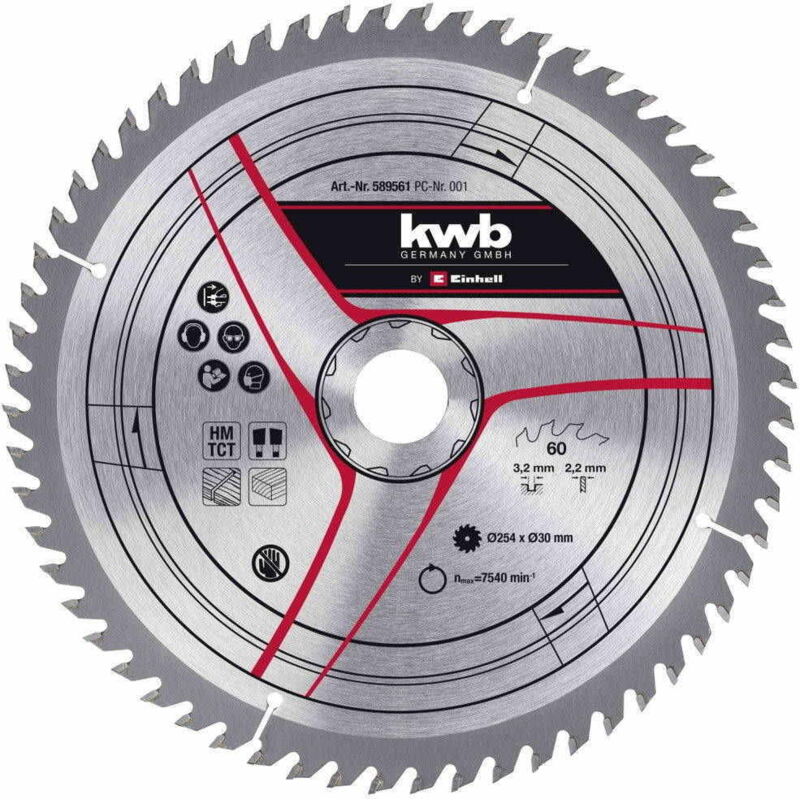 KWB - Lame pour scie sur table diamètre 254x30x 3,2 mm, 60 dents