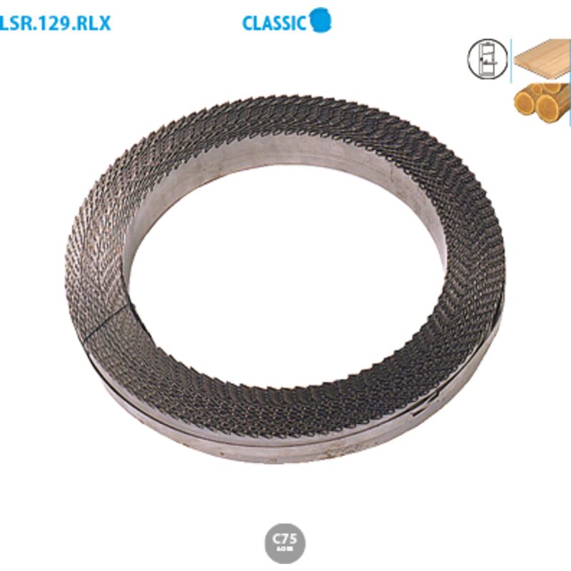 Lama sega a nastro in acciaio in rotolo per legno Classic Larg. 25 Spess. 0,6 Passo (TPI) DC6