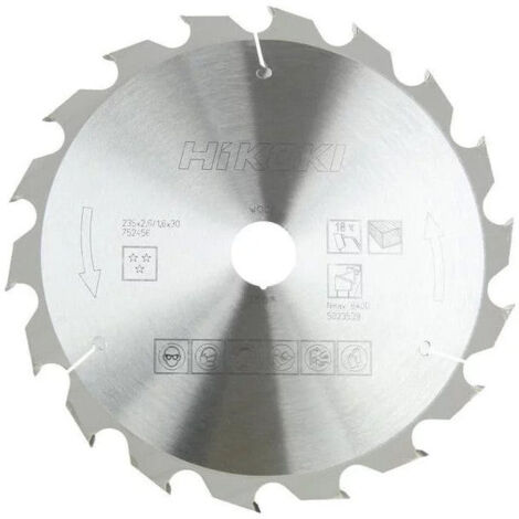 Lame scie circulaire bois Ø190 18 dents alés.30mm HIKOKI 752436