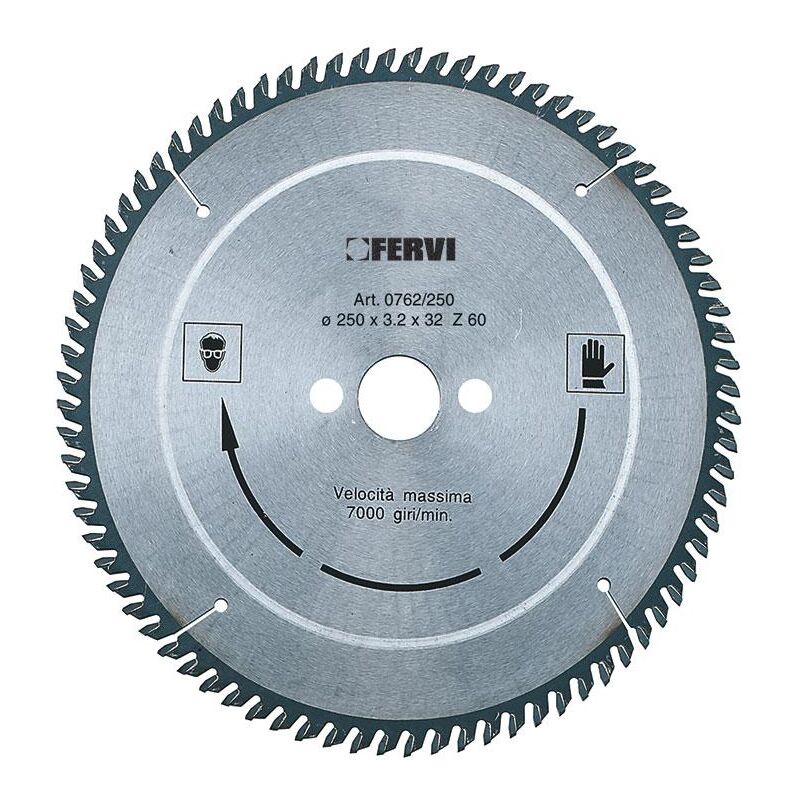 Fervi - Lame scie circulaire hm carbure pour aluminium et plastique disque 250x32 mm 60d