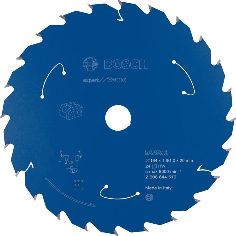Bosch - Lame de scie circulaire Expert for Wood pour scies circulaires portatives sans fil 184 x 1,6 x 20 mm 24 - 2608644510