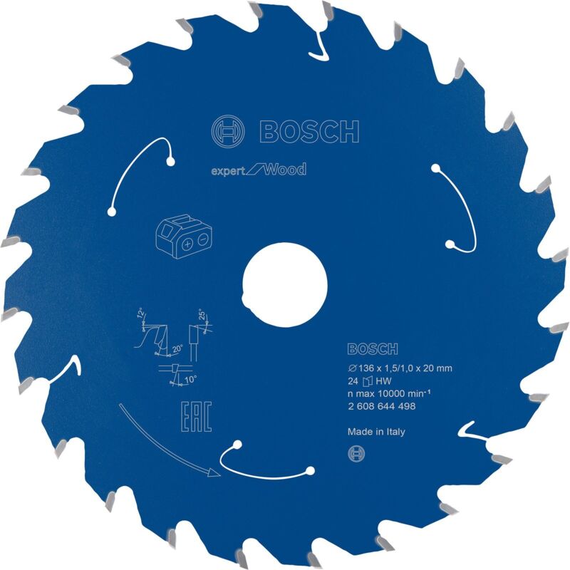 Bosch - Lame de scie circulaire Expert for Wood pour scies circulaires portatives sans fil 136 x 1,5 x 20 mm 24 - 2608644498