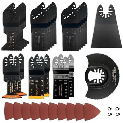 Lame Scie Oscillante, 37 Pcs Outil Multifonction Accessoires pour Plastique, Bois, Métal -