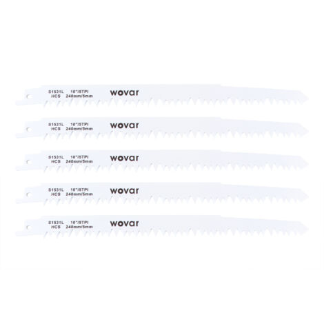 Lame scie sabre 1531L coupe grossière bois 240 mm - Set 5 pièces