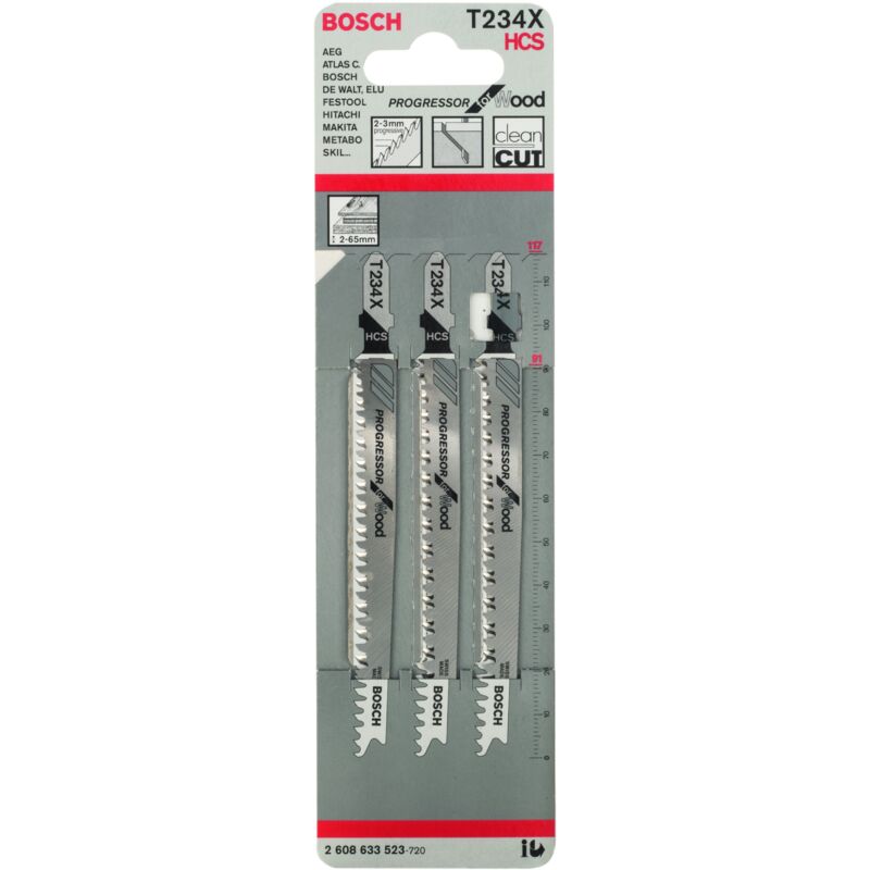 Lames pour scie sauteuse Bosch t 234 x 3 unités
