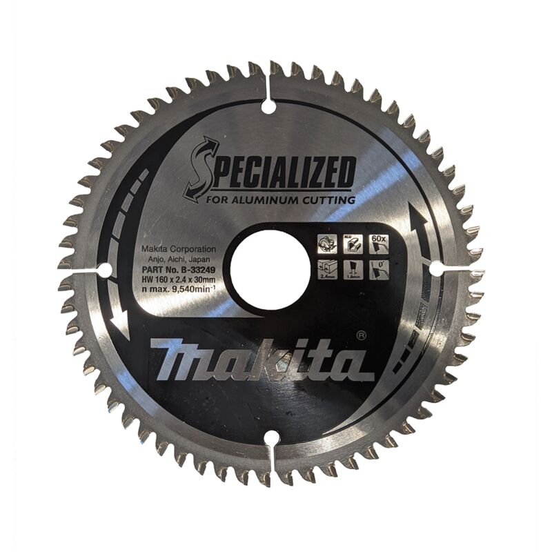 Lame spéciale aluminium 160MM trou 30mm 60 dents Makita B 33249