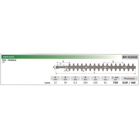 Lame supérieure / inférieure TAS pour taille-haie 26" 010459