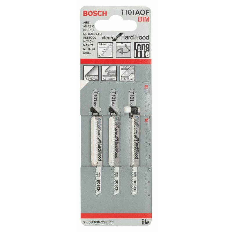 Accessories 2608636225 Lama per seghetto alternativo t 101 aof - Clean for Hard Wood 3 pz. - Bosch