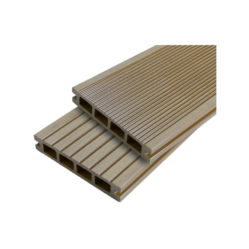 Lame terrasse bois composite alvéolaire Dual - Coloris - Beige clair, Epaisseur - 25mm, Largeur - 14 cm, Longueur - 120 cm, Surface couverte en m²