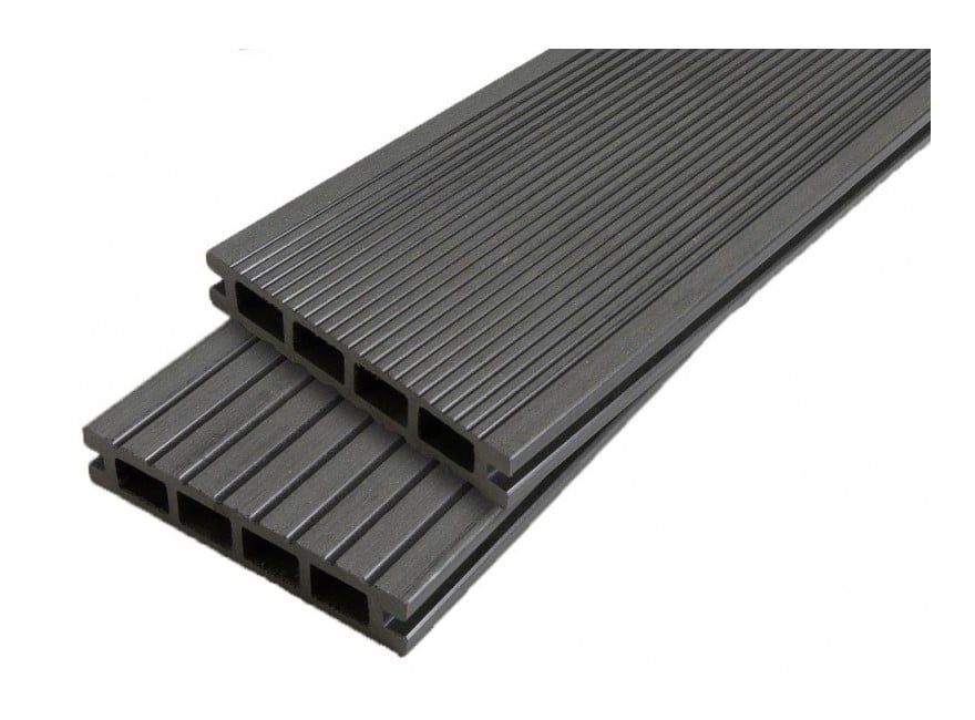 Lame terrasse bois composite alvéolaire Dual - Coloris - Gris anthracite, Epaisseur - 25mm, Largeur - 14 cm, Longueur - 240 cm, Surface couverte en
