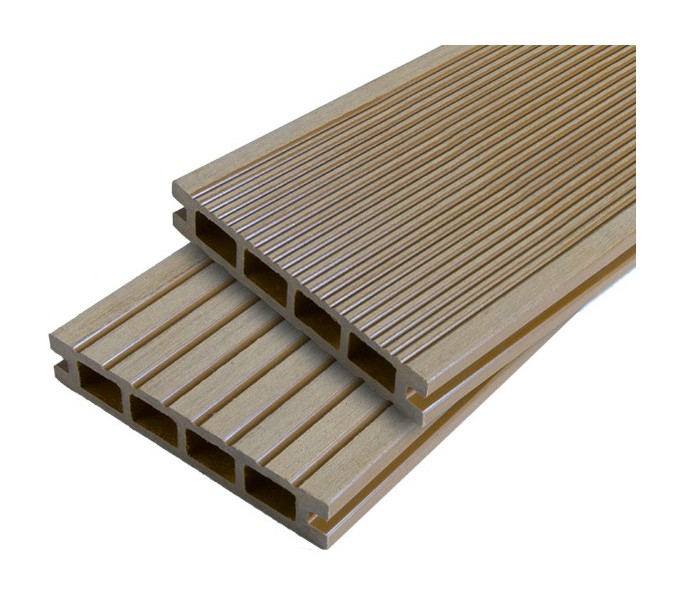 Lame terrasse bois composite alvéolaire Dual - Coloris - Beige clair, Epaisseur - 25mm, Largeur - 14 cm, Longueur - 240 cm, Surface couverte en m²