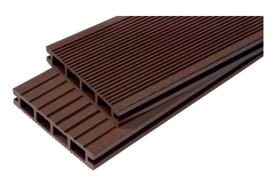 Mccover - Lame terrasse bois composite alvéolaire Dual - Coloris - Chocolat, Epaisseur - 25mm, Largeur - 14 cm, Longueur - 360 cm, Surface couverte