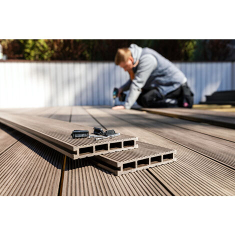 Lame terrasse bois composite alvéolaire Prima L 220 cm / l12 cm / ep 19 mm