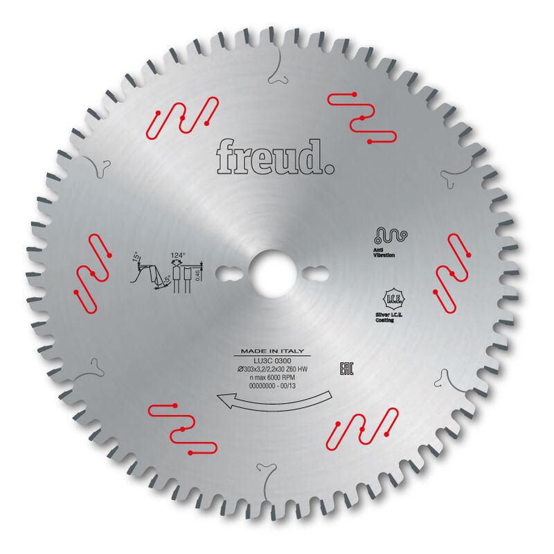 Freud - Lame gouge pour panneaux revêtus deux faces Ø250 3,2/2,2 AL30 Z48 gouge + - F03FS05077 -LU3C 0200
