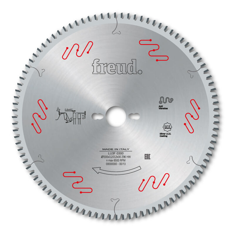 Freud - Lame trapèze plate pour mélaminés haute pression hpl Ø300 3,2/2,2 AL30 Z96 tp- - F03FS05121 -LU3F 0300