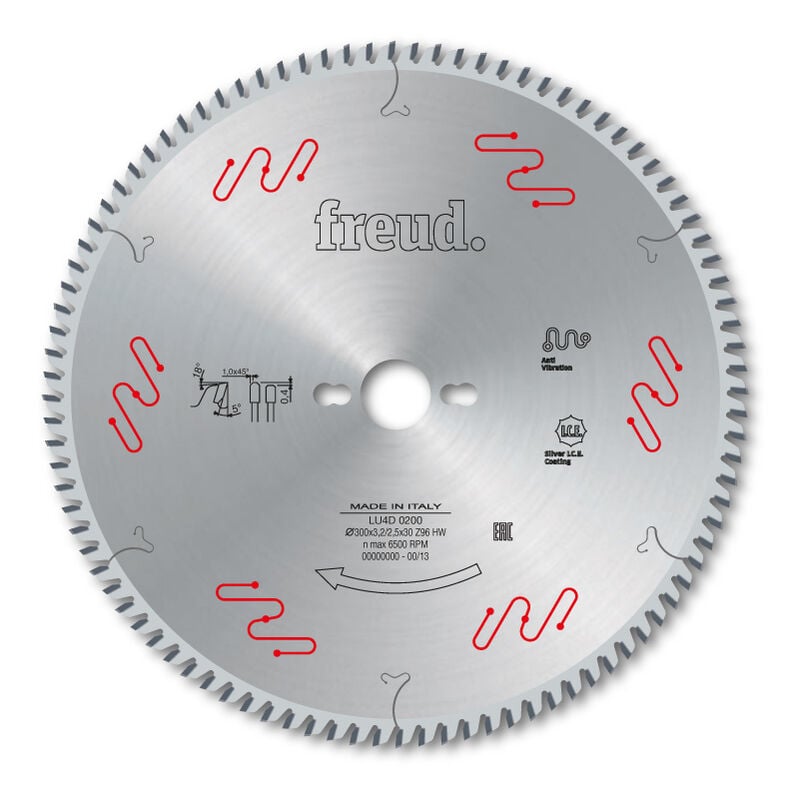 Freud - Lame trapèze plate pour surfaces Øures//composites Ø300 3,2/2,5 AL30 Z96 td+ - F03FS07295 -LU4D 0200