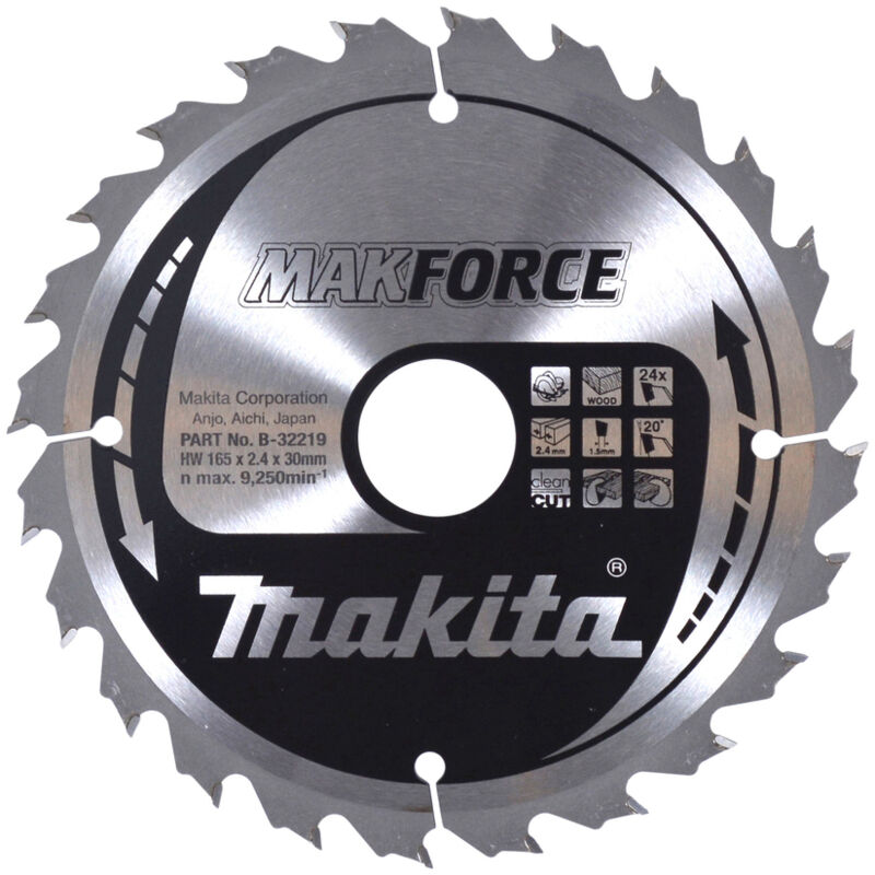 Makita - B-32219 Lame de scie circulaire Makforce tct 165x30mm 24T bois