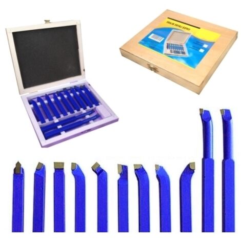 Lame/Utensili in acciaio per troncatura a tornio/mini tornio 6mm in box di legno set 11 pz