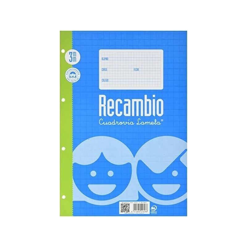 

Lamela recambio hojas cuarto cuadricula 5mm c margen pack -10u-