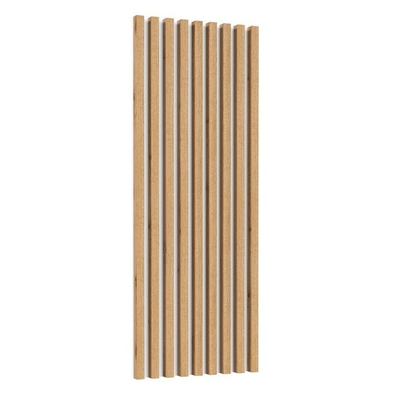 Meublorama - Lamelles murales verticales aspect chêne sur support fond blanc collection clara