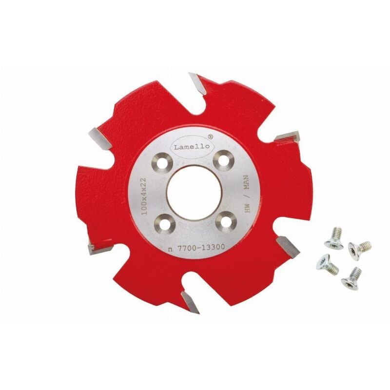 Fraise à rainurer pour fraiseuse avc traceurs. hw. ø 1004Ø22mm. Z2+V4. 4 trous Lamello