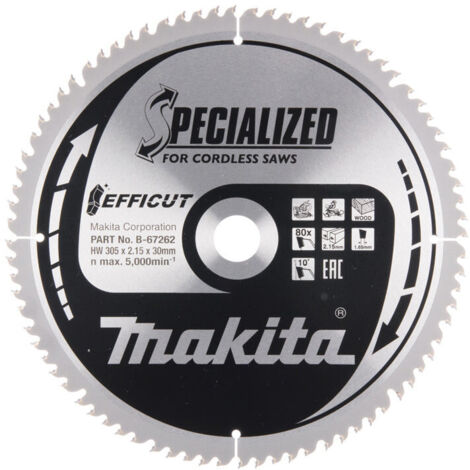 Lames carbure EFFICUT pour bois, pour scies radiales à batterie MAKITA/Taille:Ø 216 mm x 45 Dents