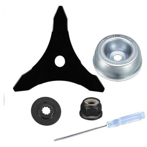 Lames de débroussailleuse en acier de 10 pouces x 3 dents pour broches de 1 pouce (25,4 mm ou 20 mm), avec kit d'adaptateur de lame.