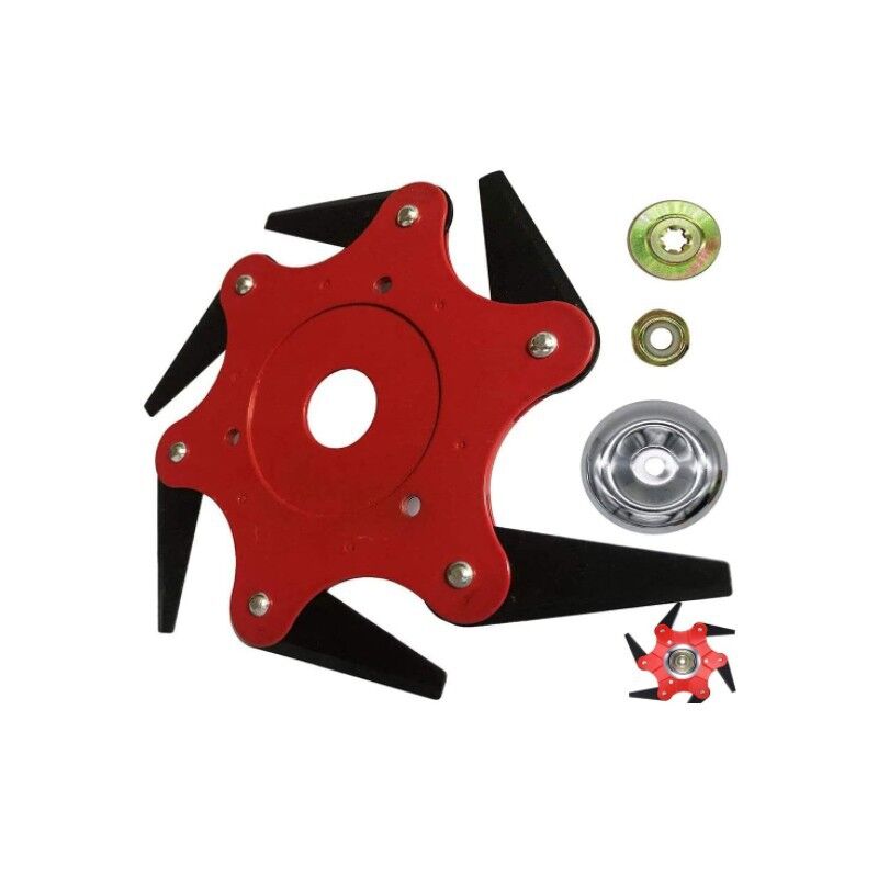 Lames de désherbage, 6 lames en acier, tête de coupe, lames de désherbage, universelles, pour coupe-bordures droits, incl 3 adaptateurs universels