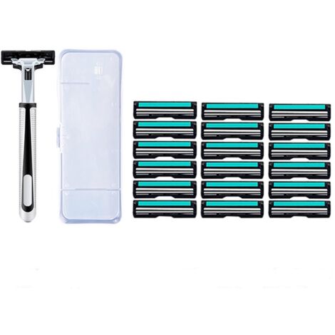 Lames de rasoir manuelles CREA Rasoir portable universel à double couche pour hommes avec 18 têtes de lames de rechange