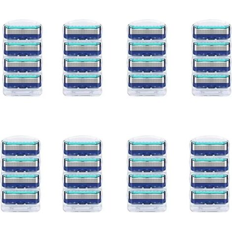 Lames de rechange 32 pièces pour lames de rasoir, lames de rechange avec lame 5x pour rasoirs humides pour hommes (bleu foncé),