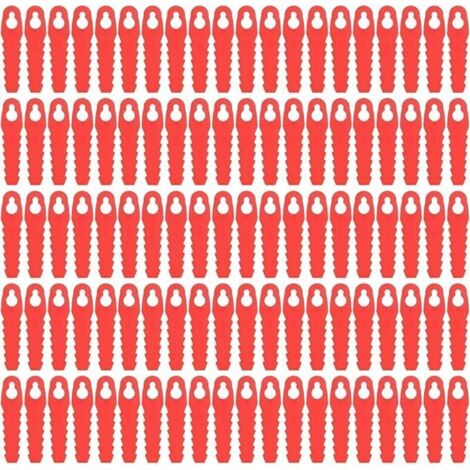 Lames De Rechange en Plastique, 100 Pièces pour Tondeuse à Gazon De Cour, Lames De Tête De Coupe De Rechange, 85Mm, Accessoires De Tondeuse à Gazon De Jardin (Rouge)