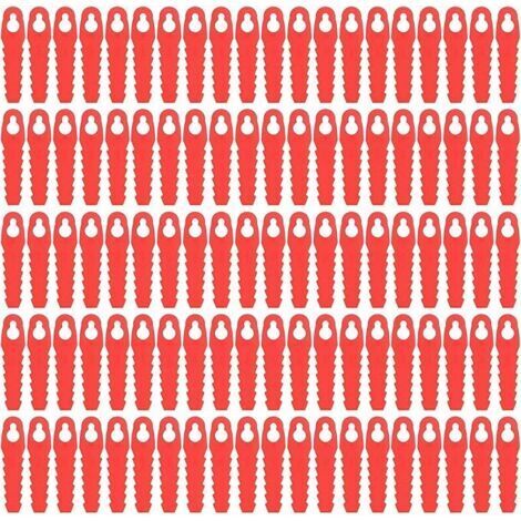 Lames De Rechange en Plastique, 100 Pièces pour Tondeuse à Gazon De Cour, Lames De Tête De Coupe De Rechange, 85Mm, Accessoires De Tondeuse à Gazon De Jardin (Rouge)