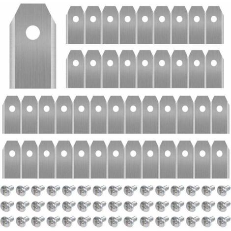 Lames de rechange en titane pour tondeuses Husqvarna/Automower/Yardforce/Gardena, lot de 45, accessoires avec vis, robustes (3 g / 0,75 mm), argent.