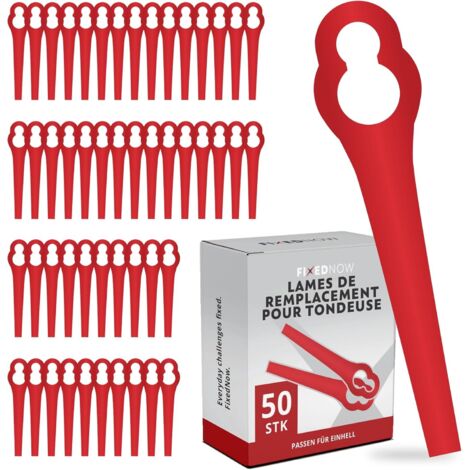 Lames de rechange - Lot de 50 - Plastique - Coupe précise - Pour débroussailleuse Einhell et Gardena