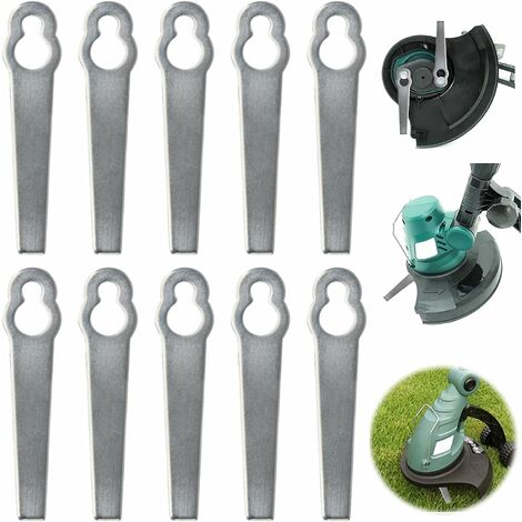 Lames de Rechange pour Coupe-Bordure, 10 Pcs Lames Métal Coupe Bordure, Lame Tondeuse à Gazon Universelle, Remplacement des Lames de Strimmer d'Herbe