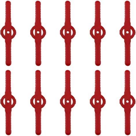 Lames de rechange Ulisem pour tondeuse à gazon, 10 pièces, accessoires de jardin, lames de rechange en plastique, petit trou de 5 mm, pour tondeuse à gazon sans fil (rouge)