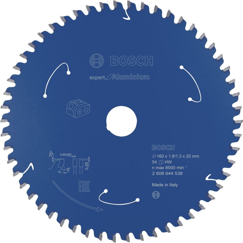 Bosch - Lame de scie circulaire Expert for Aluminium pour scies circulaires portatives sans fil 160 x 1,8 / 1,3 x 20 54 dents - 2608644538
