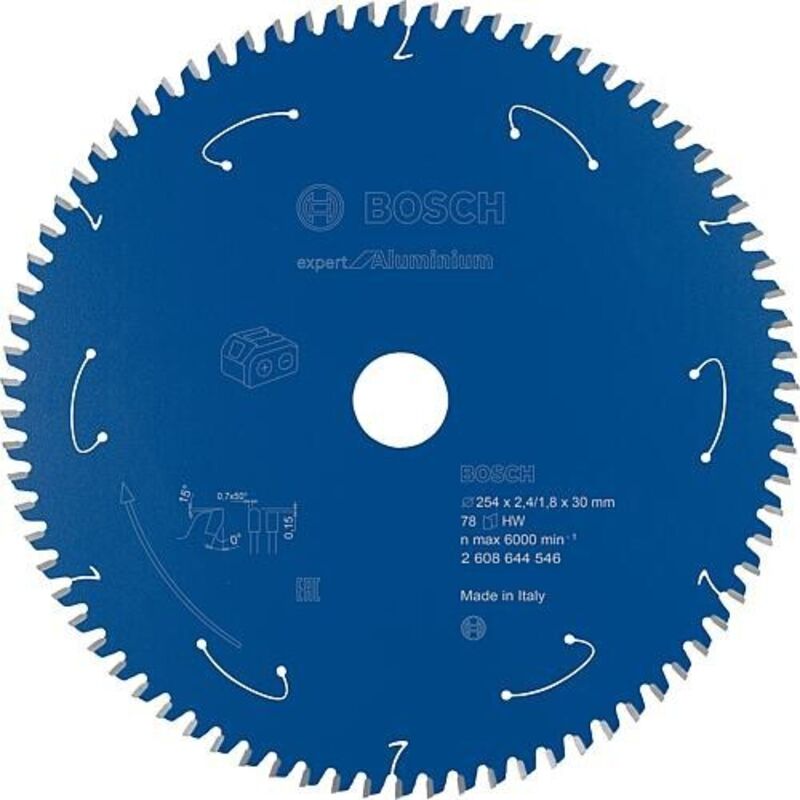 Bosch - Lame de scie circulaire Expert for Aluminium pour scies circulaires de table sans fil 254 x 2,4 / 1,8 x 30 78 dents - 2608644546