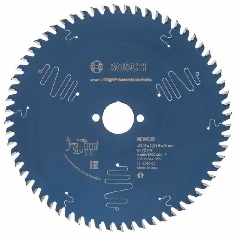 Bosch - Accessories Expert for High-Pressure Laminate 2608644355 Lame de scie circulaire 216 x 30 x 1.8 mm Nombre de dent