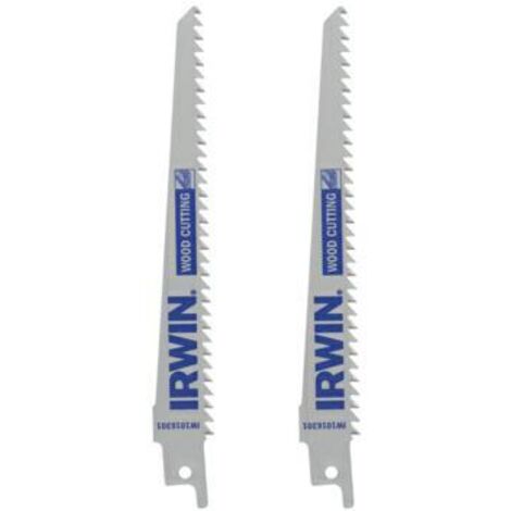 Lames de scie de scie sabre IRWIN premium pour le bois, paquet de 2, 228 mm, coupe rapide et efficace, dents agressives, pour le bois jusqu'à 100 mm de d'épaisseur, haute performance.