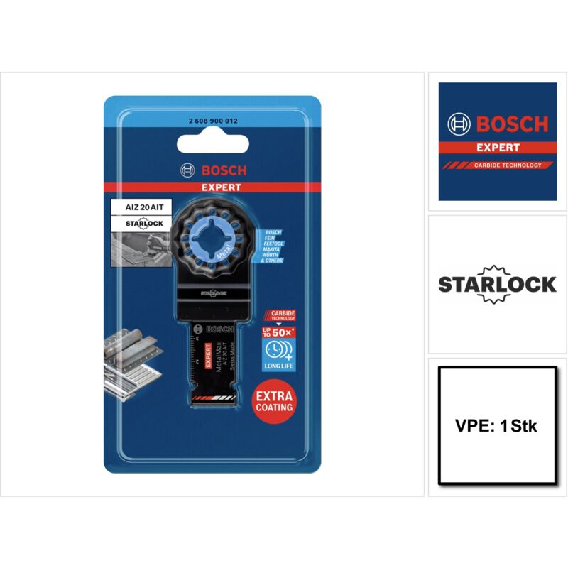 Bosch - expert aiz 20 ait Lame de scie plongeante Starlock 20 x 40 mm 1 pce ( 2608900012 ) pour métal Carbide MetalMax - Successeur de 2608662019